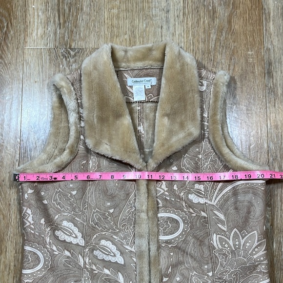 Coldwater Creek EUC Faux Fur & Suede Sleeveless Vest Tan Cream Women's Medium M - Picture 11 of 12
